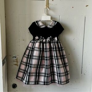 Perfectly Dressed Toddler Pink Plaid & Velvet Party Dress
